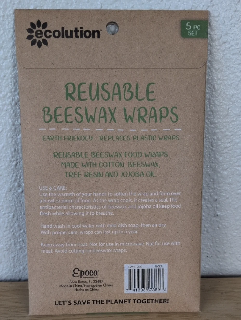 Ecolution Reusable Beeswax Wraps 5 pc Set - Picture 4 of 6